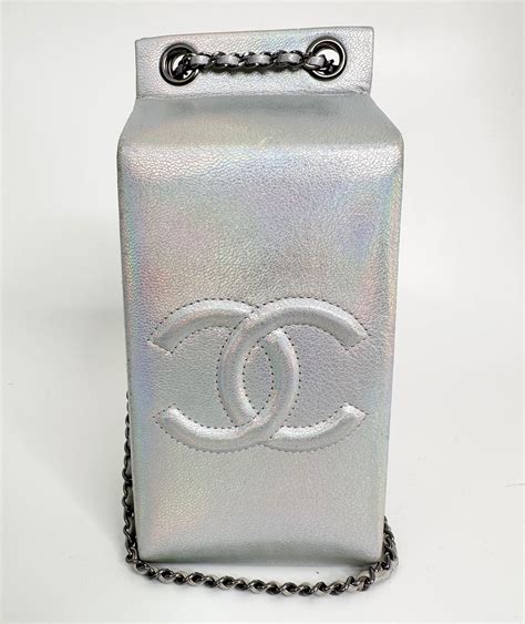 silver milk carton chanel bag|CHANEL Iridescent Silver Lait de Coco Milk Carton Bag .